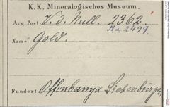 Etiketten zu Gold (NHMW-MIN-Aa2499)